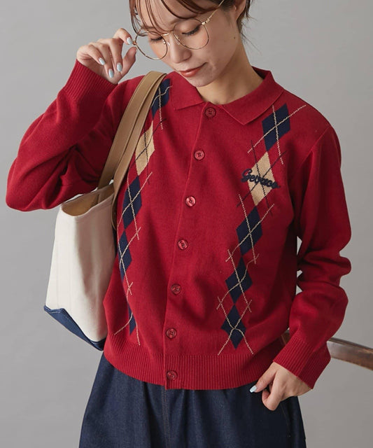 GEVACO菱格紋針織開衫