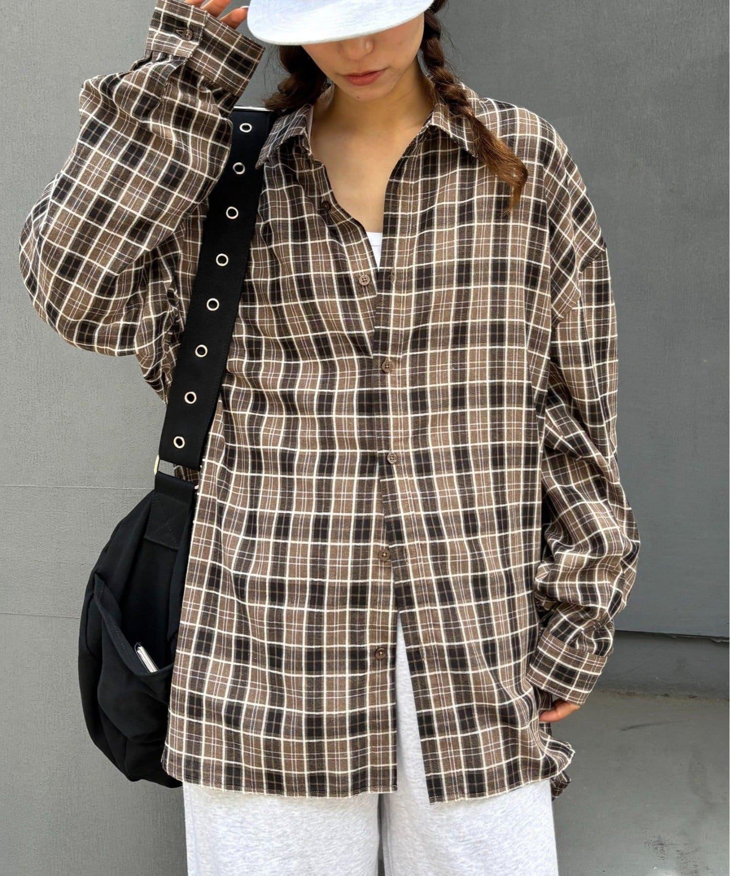 【男女通用】商場混紡長袖格子襯衫