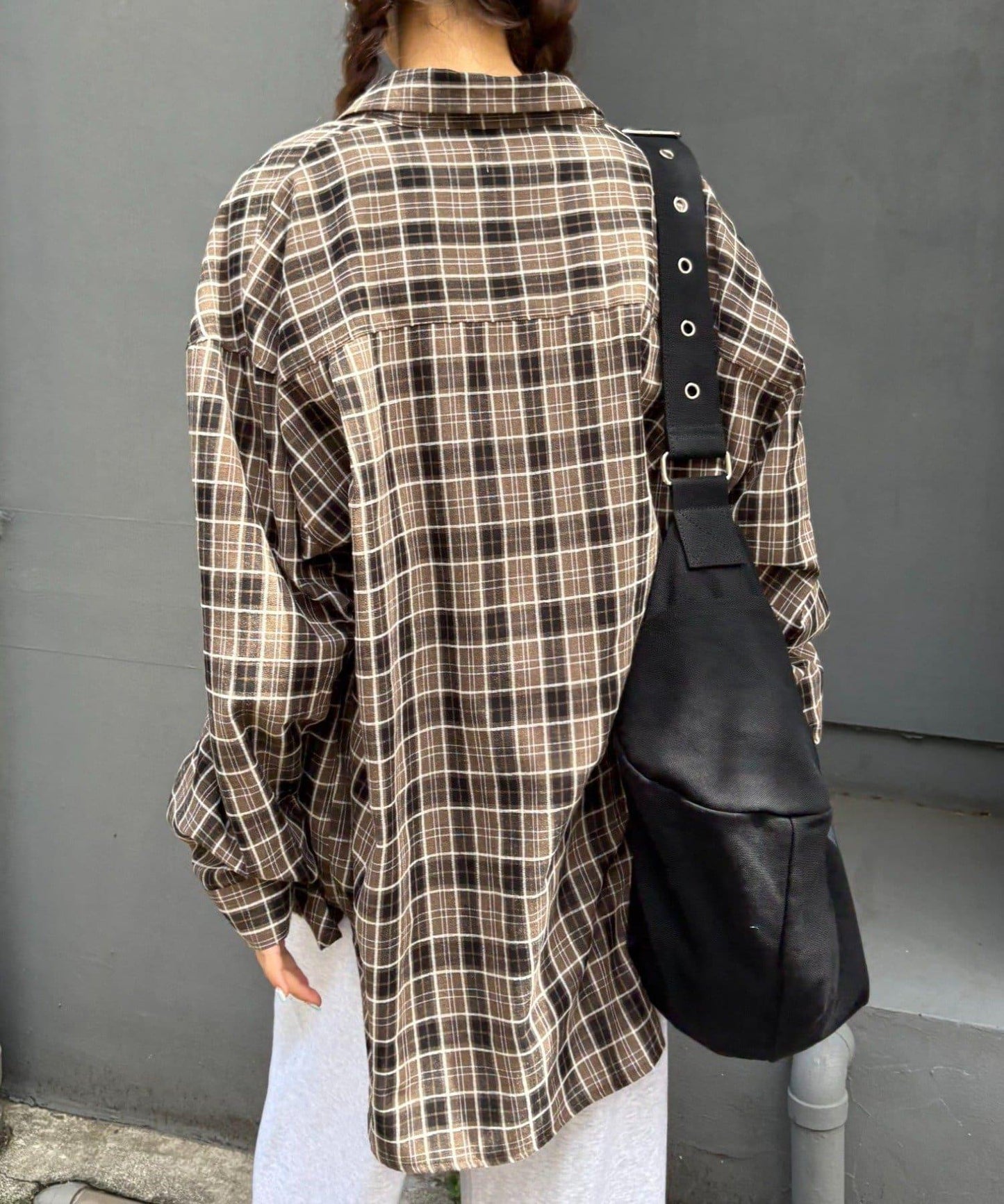 【男女通用】商場混紡長袖格子襯衫