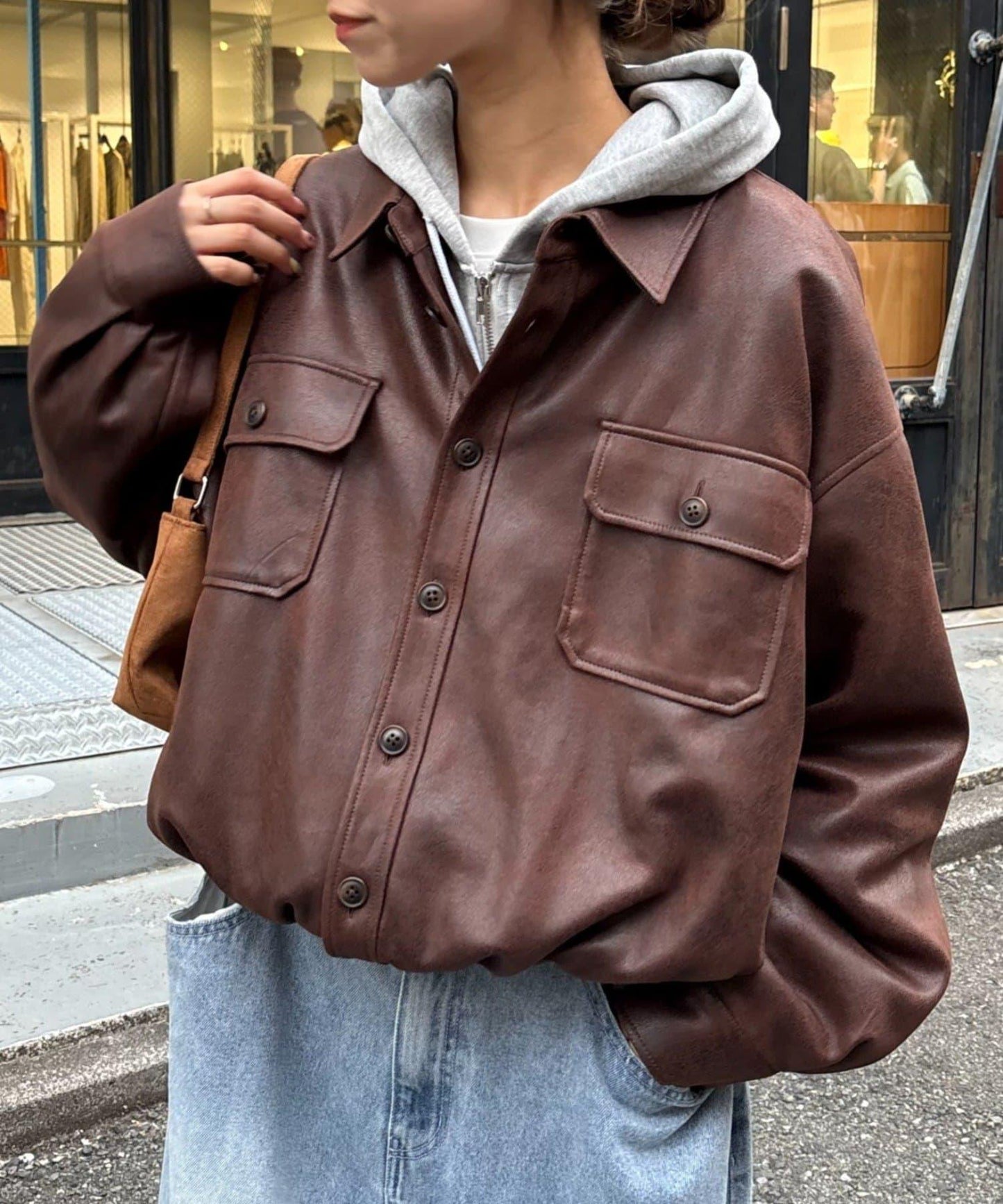 【男女通用】皮襯衫夾克