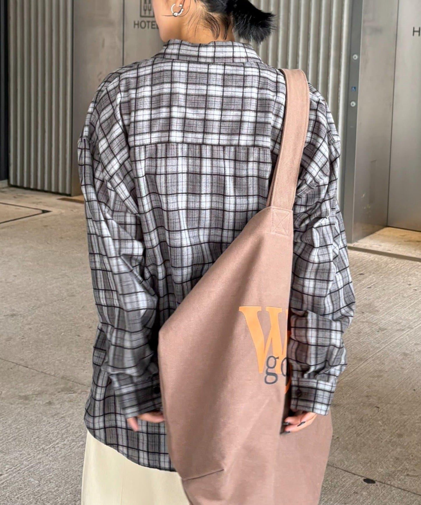 【男女通用】商場混紡長袖格子襯衫