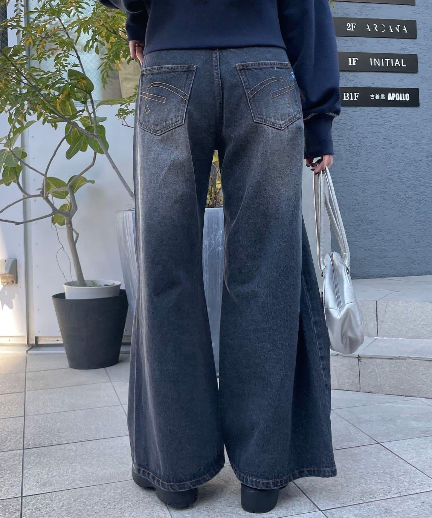 【CIAN DENIM/藍色牛仔布】分裂式前開衩寬鬆牛仔褲#002