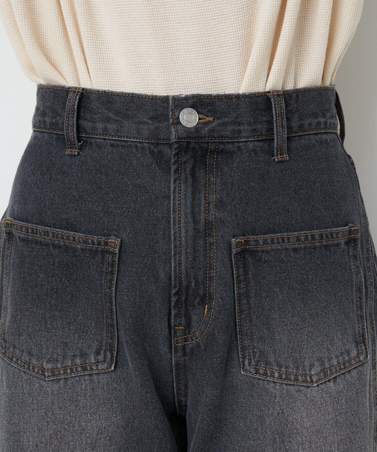 【CIAN DENIM/藍色牛仔布】分裂式前開衩寬鬆牛仔褲#002