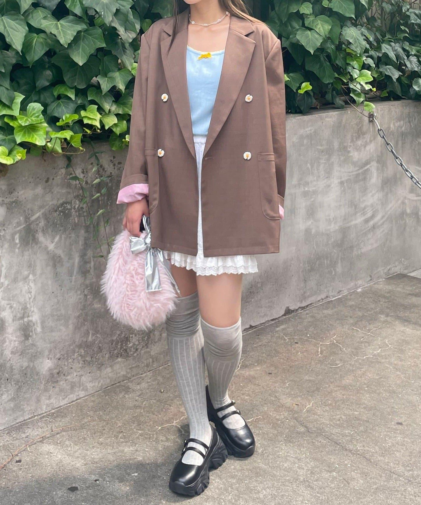 【HELLO.SANFRANCISCO/你好,舊金山】名字刺繡雛菊扣大號夾克