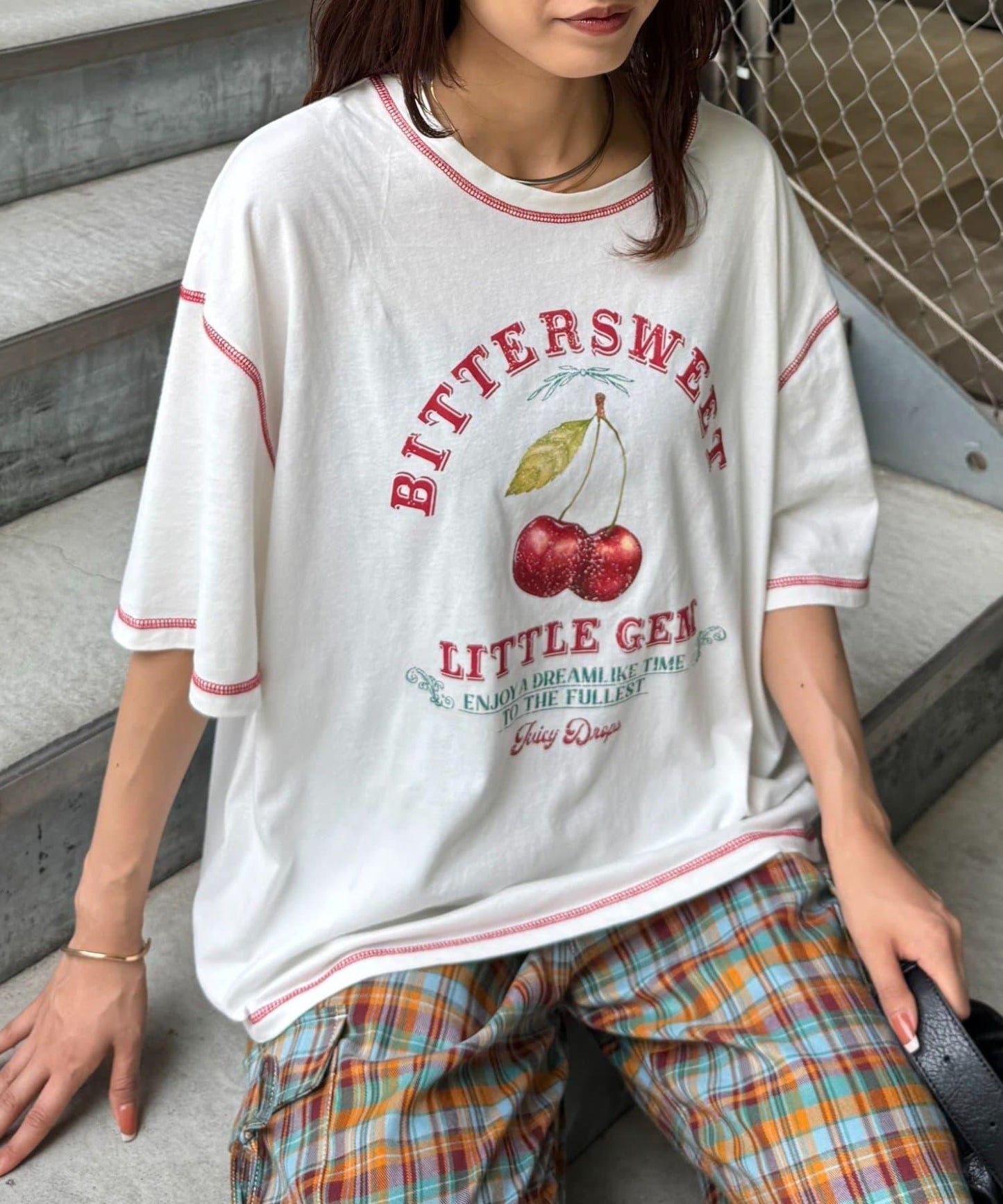 H.S配色拼接咖啡館菜單T恤