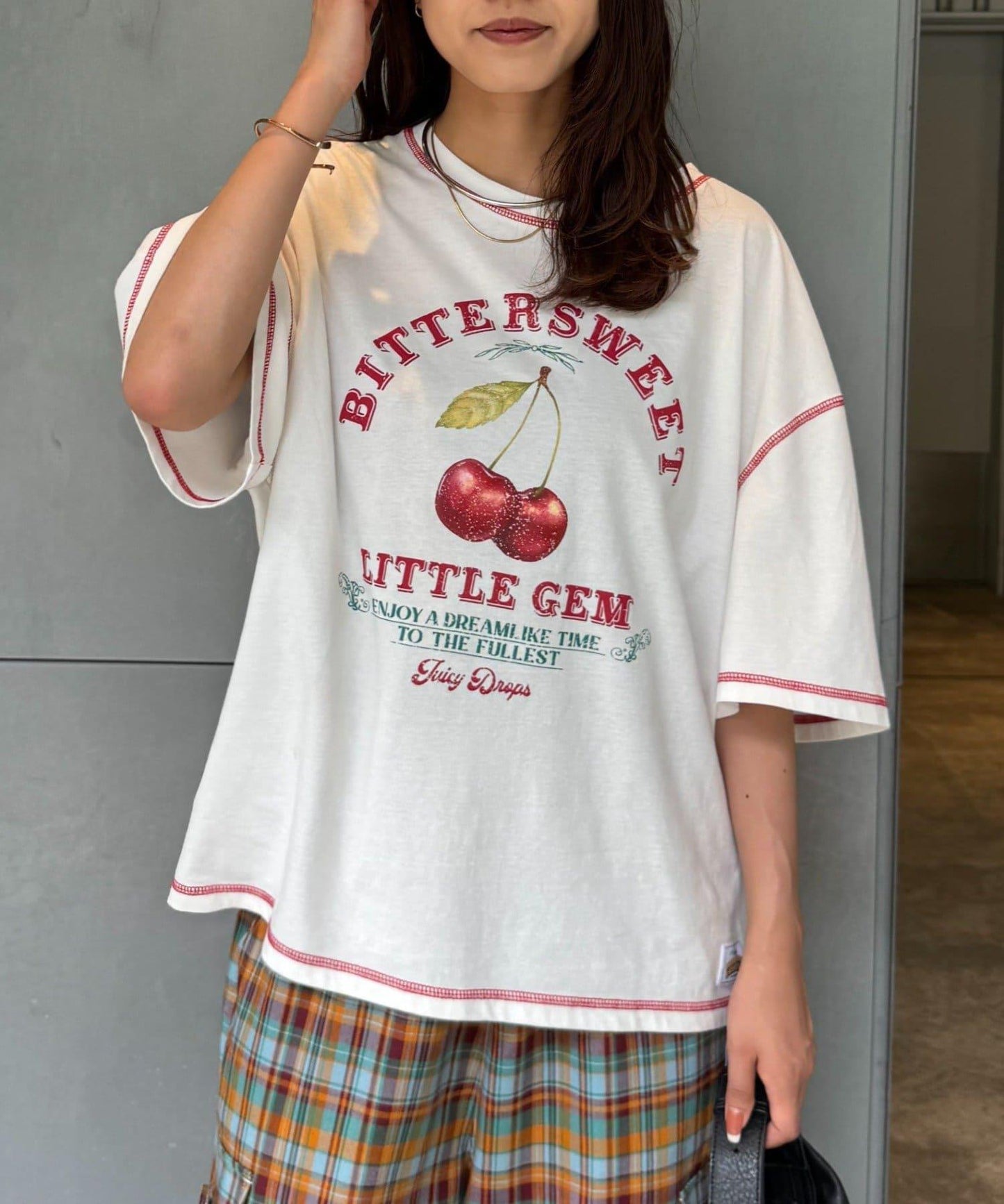 H.S配色拼接咖啡館菜單T恤