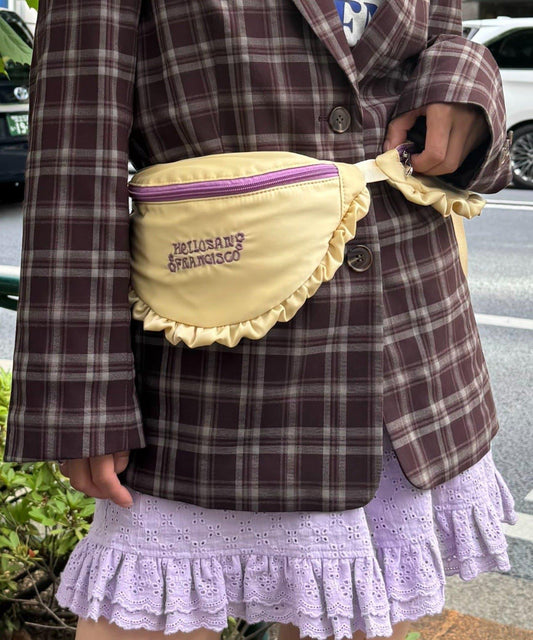 H.S緞面褶邊拼接腰包