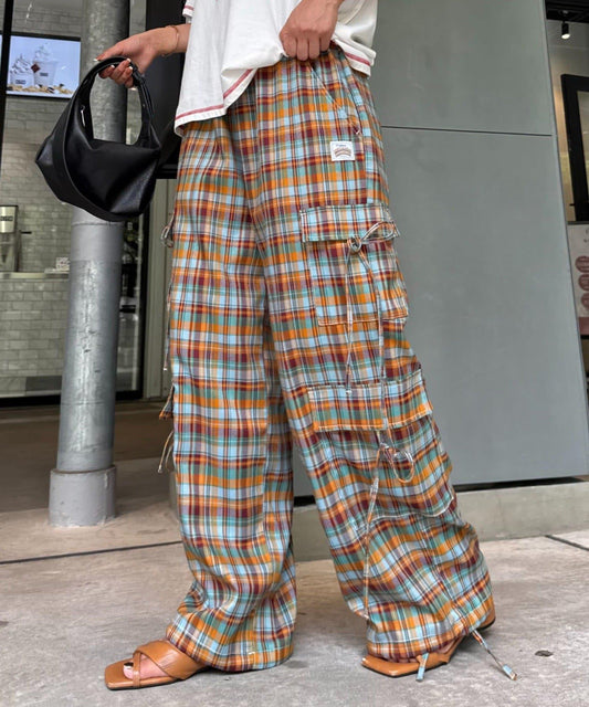 H.S格子印花貨物褲