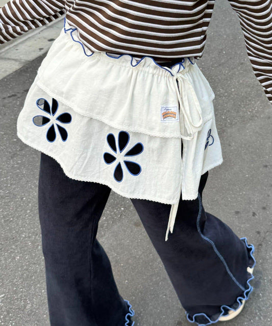 H.S多功能花朵剪裁卷邊裙