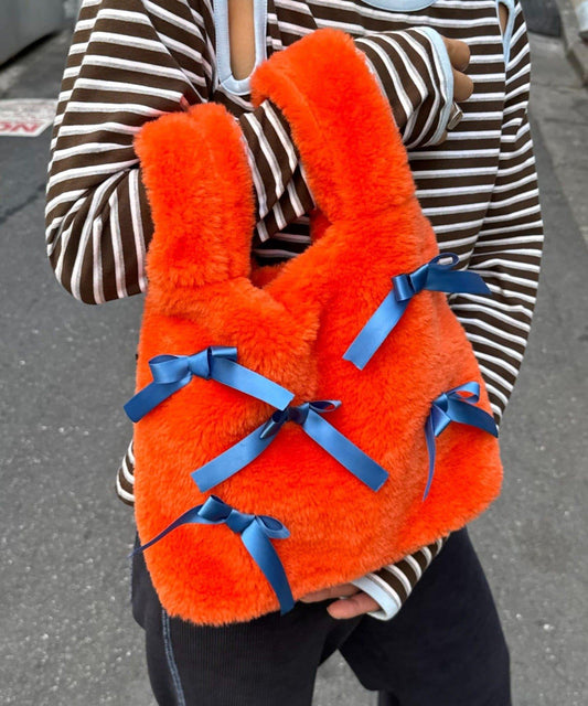 H.S 帶蝴蝶結毛毛包