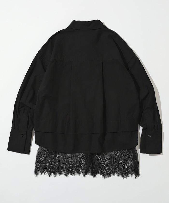 超大尺碼 蕾絲疊層襯衫