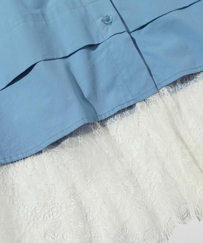 超大尺碼 蕾絲疊層襯衫