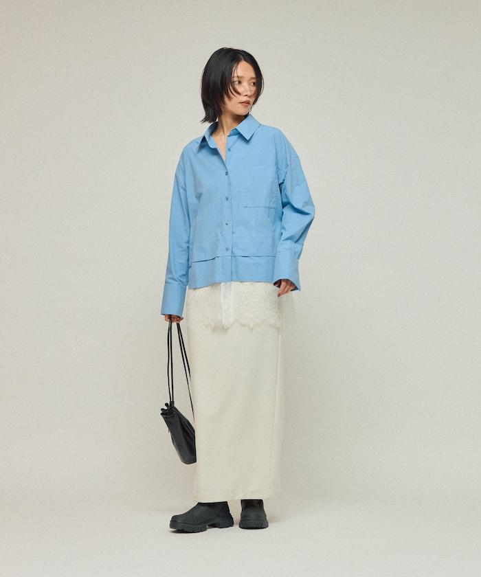 超大尺碼 蕾絲疊層襯衫