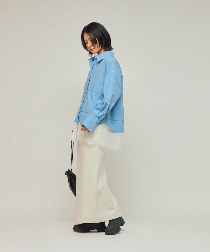 超大尺碼 蕾絲疊層襯衫