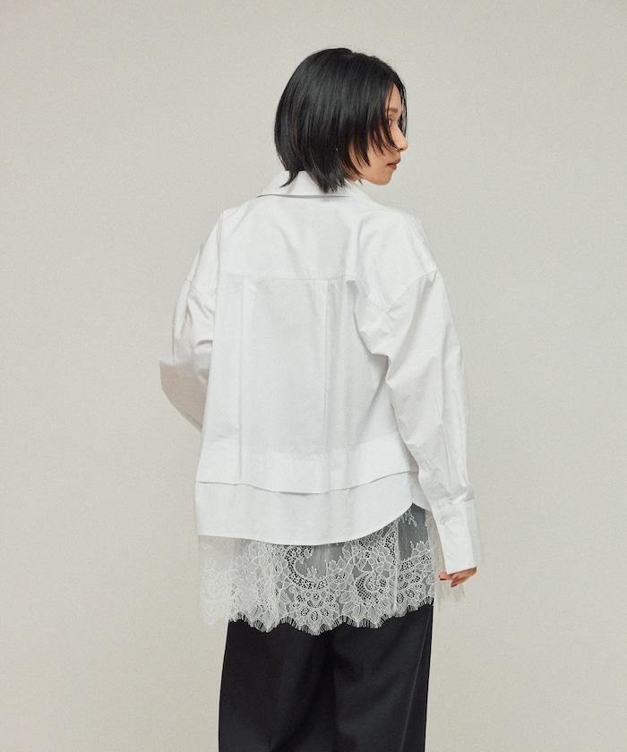 超大尺碼 蕾絲疊層襯衫