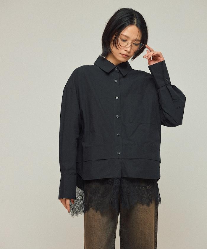 超大尺碼 蕾絲疊層襯衫