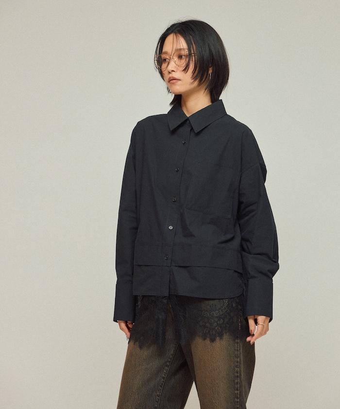 超大尺碼 蕾絲疊層襯衫