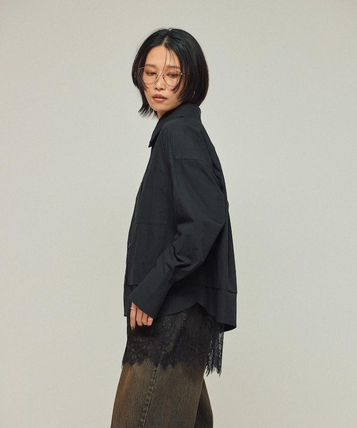 超大尺碼 蕾絲疊層襯衫