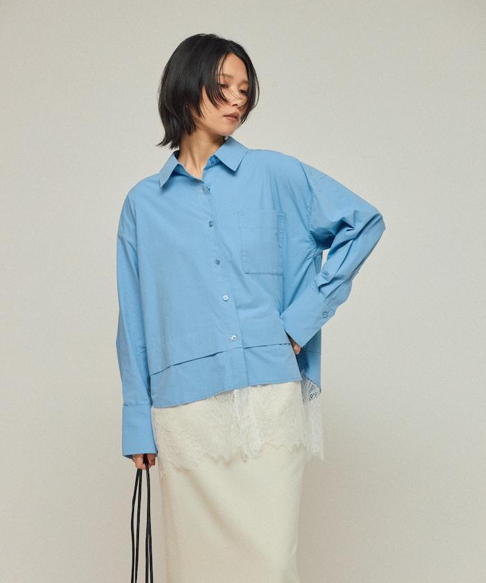 超大尺碼 蕾絲疊層襯衫