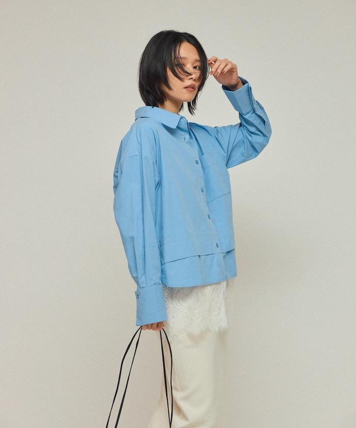 超大尺碼 蕾絲疊層襯衫