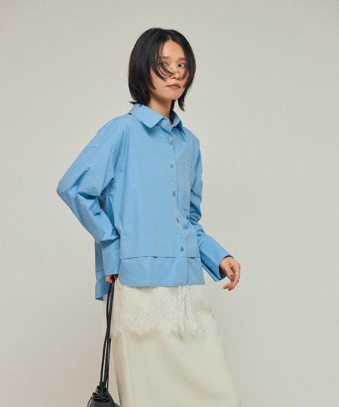 超大尺碼 蕾絲疊層襯衫