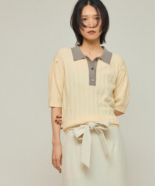 功能性材料 絲綢混紡 雙色拼接套頭針織衫 / 抗起球 / 可機洗