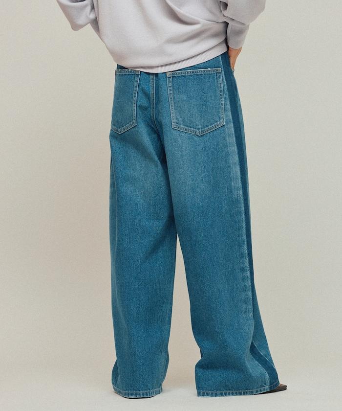 側條紋牛仔褲 / 寬鬆剪裁 曲線牛仔褲 / JL253P10