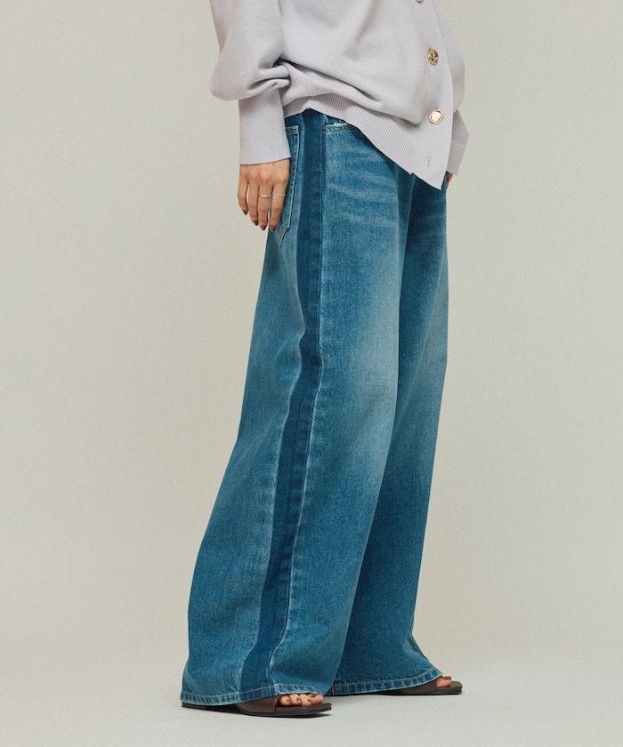 側條紋牛仔褲 / 寬鬆剪裁 曲線牛仔褲 / JL253P10