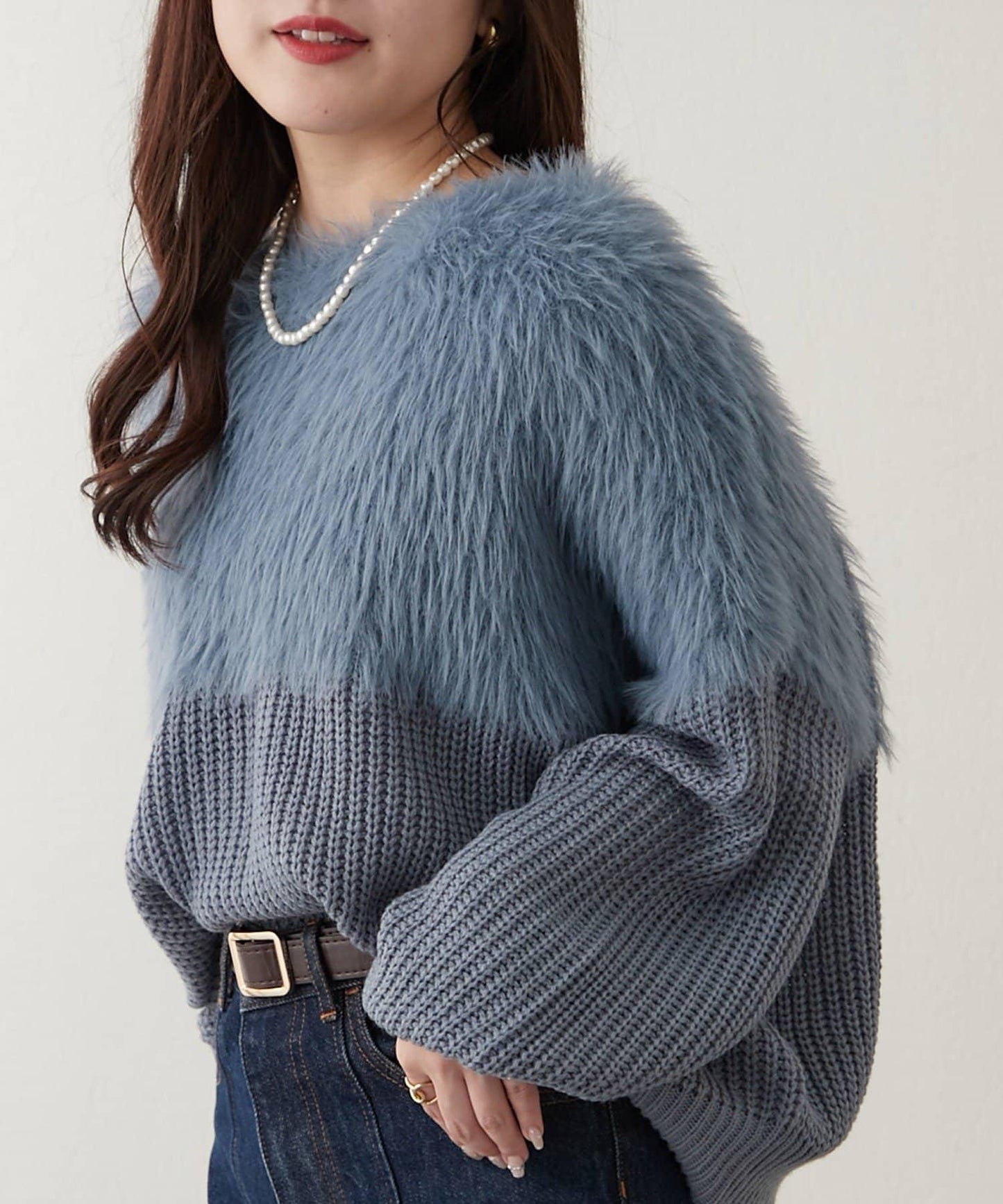 切換絨毛套頭衫