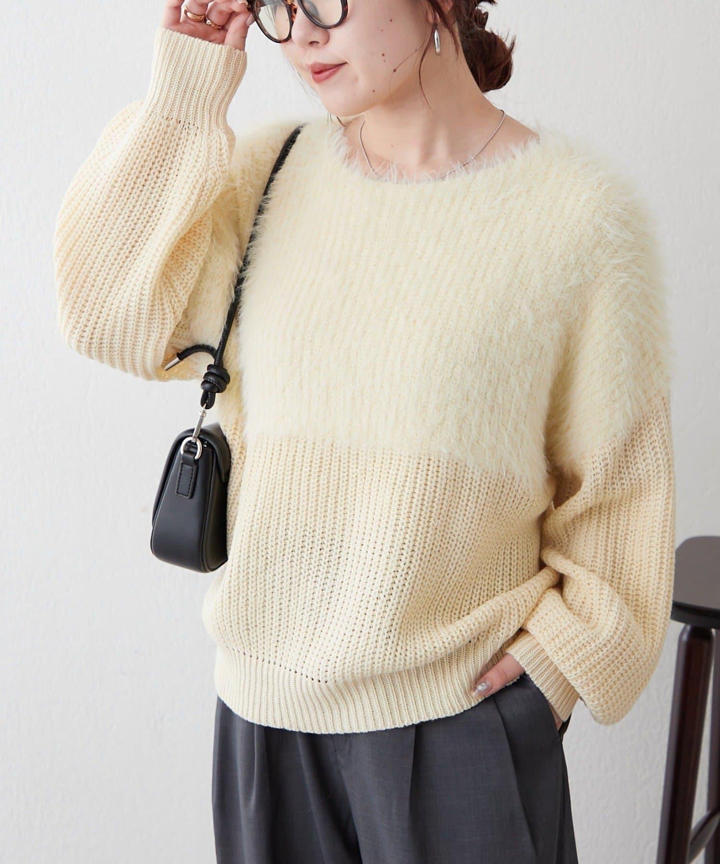 切換絨毛套頭衫