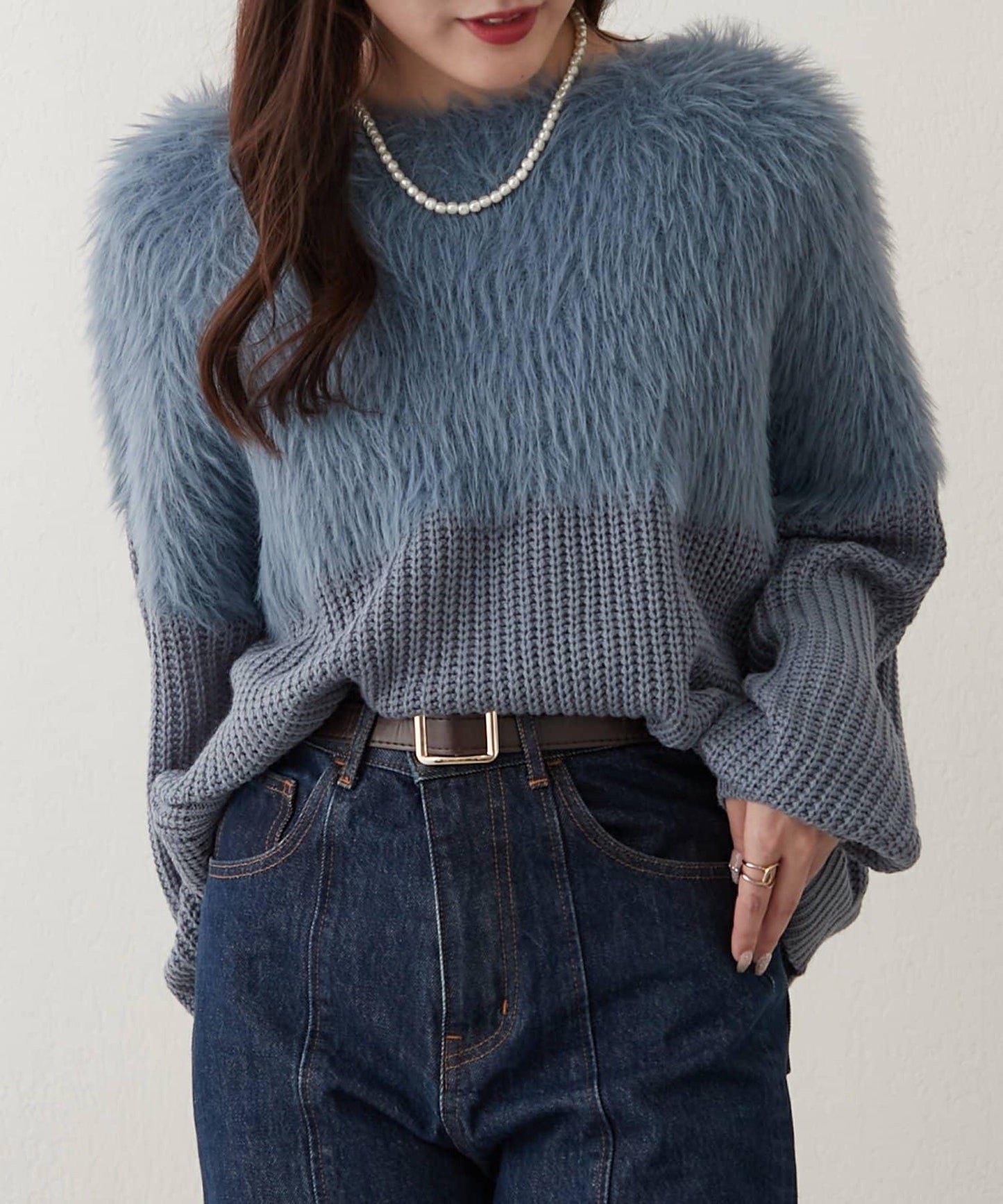 切換絨毛套頭衫