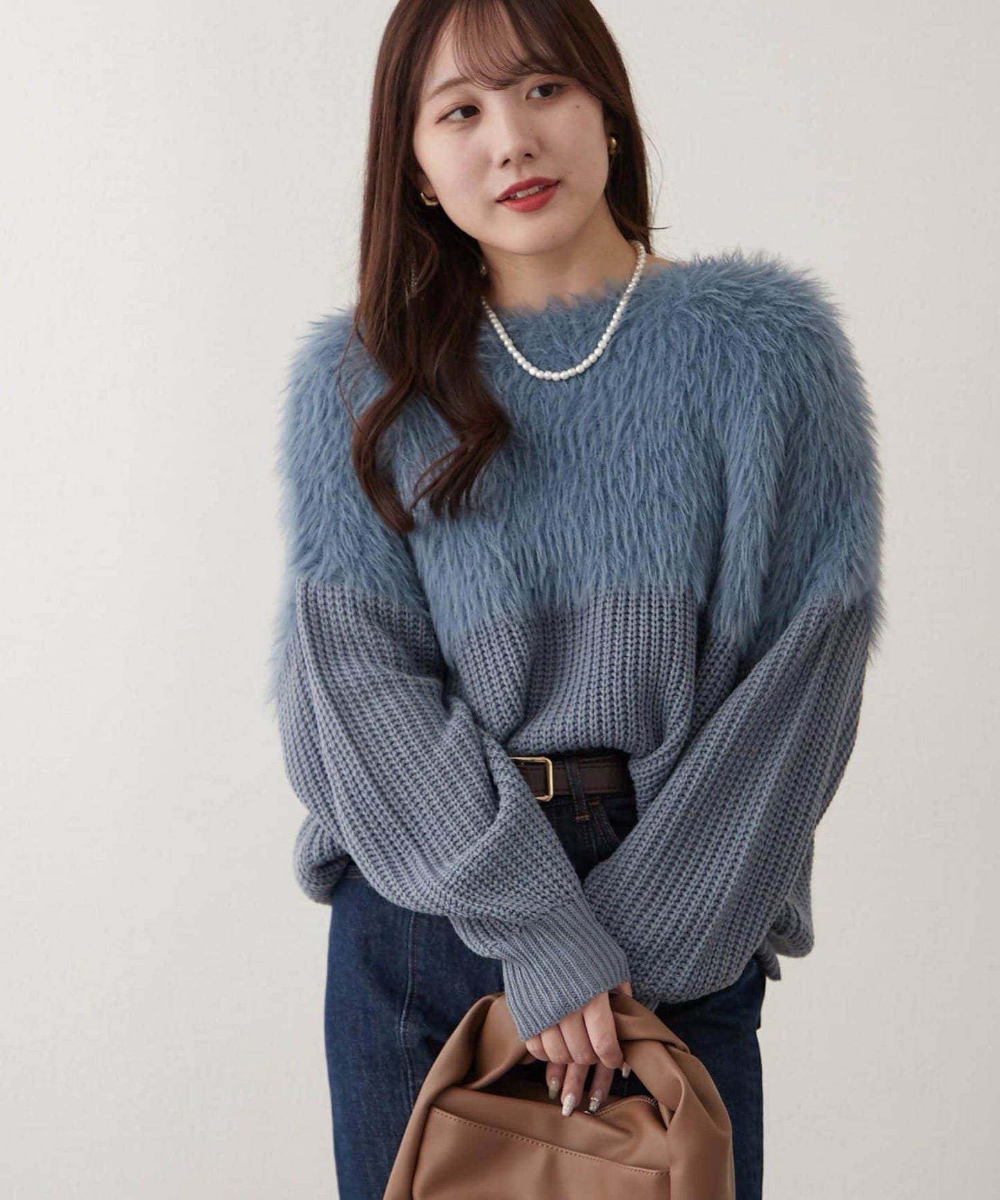 切換絨毛套頭衫