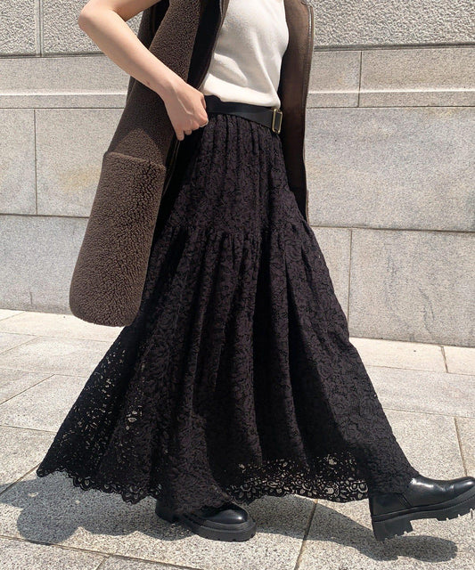 高腰荷葉邊A字裙