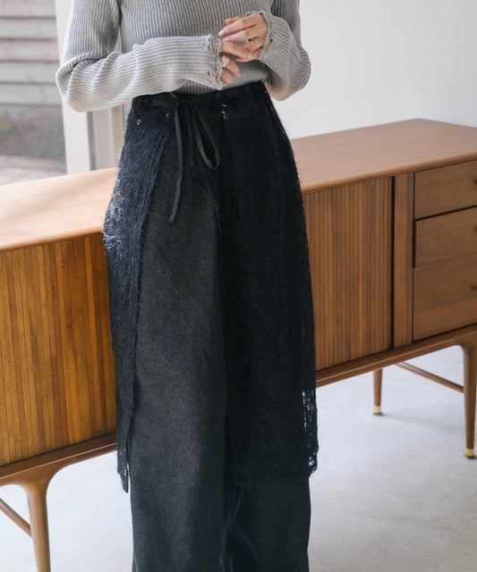 【Kastane】羽毛花捲邊裙