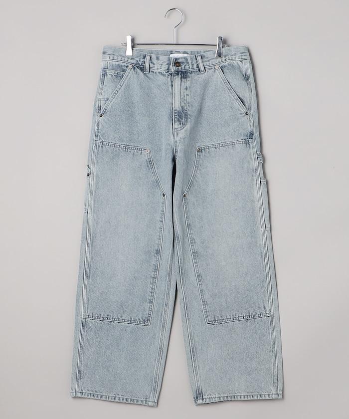 直筒版型寬鬆雙膝牛仔褲