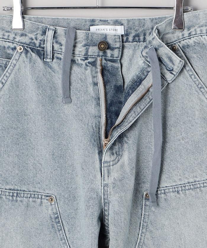 直筒版型寬鬆雙膝牛仔褲