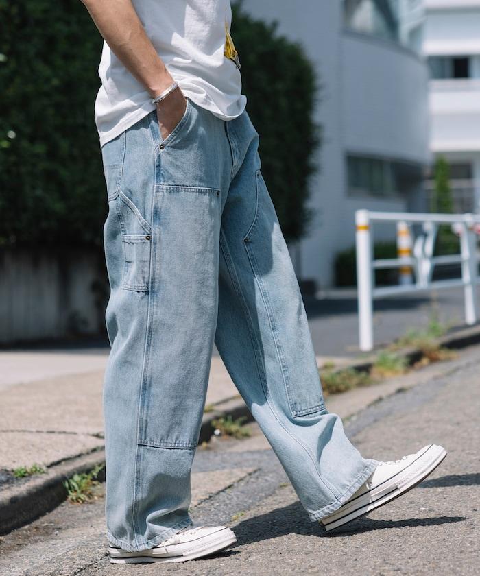 直筒版型寬鬆雙膝牛仔褲