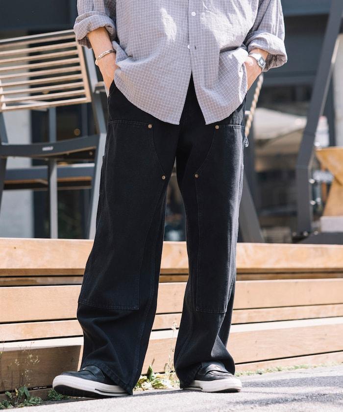 直筒版型寬鬆雙膝牛仔褲