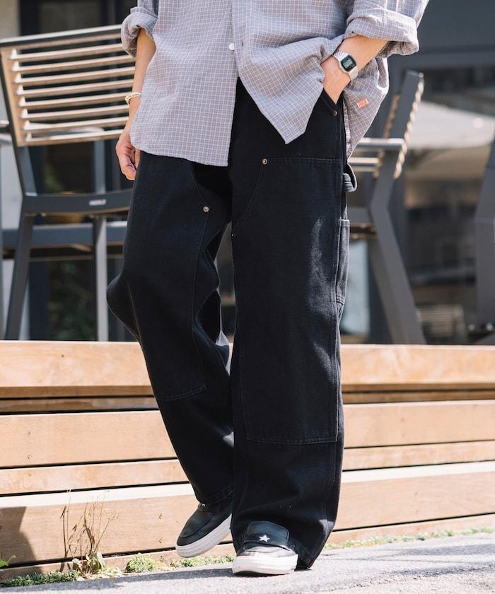 直筒版型寬鬆雙膝牛仔褲