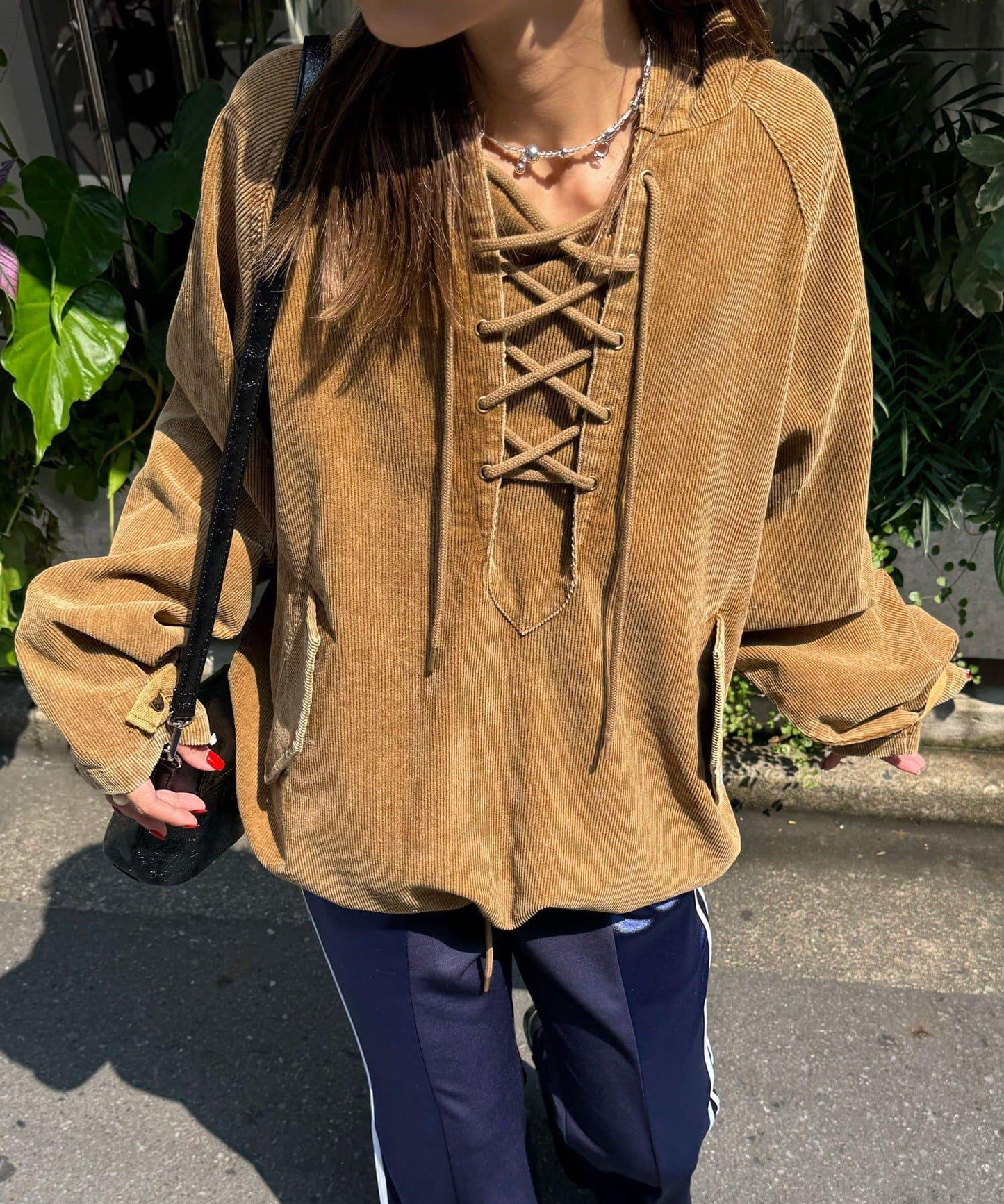 【UNESS/ユーネス】工藝燈芯絨套頭衫連帽外套