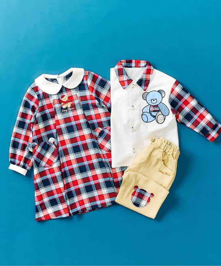 tiny bear 條紋拼接襯衫