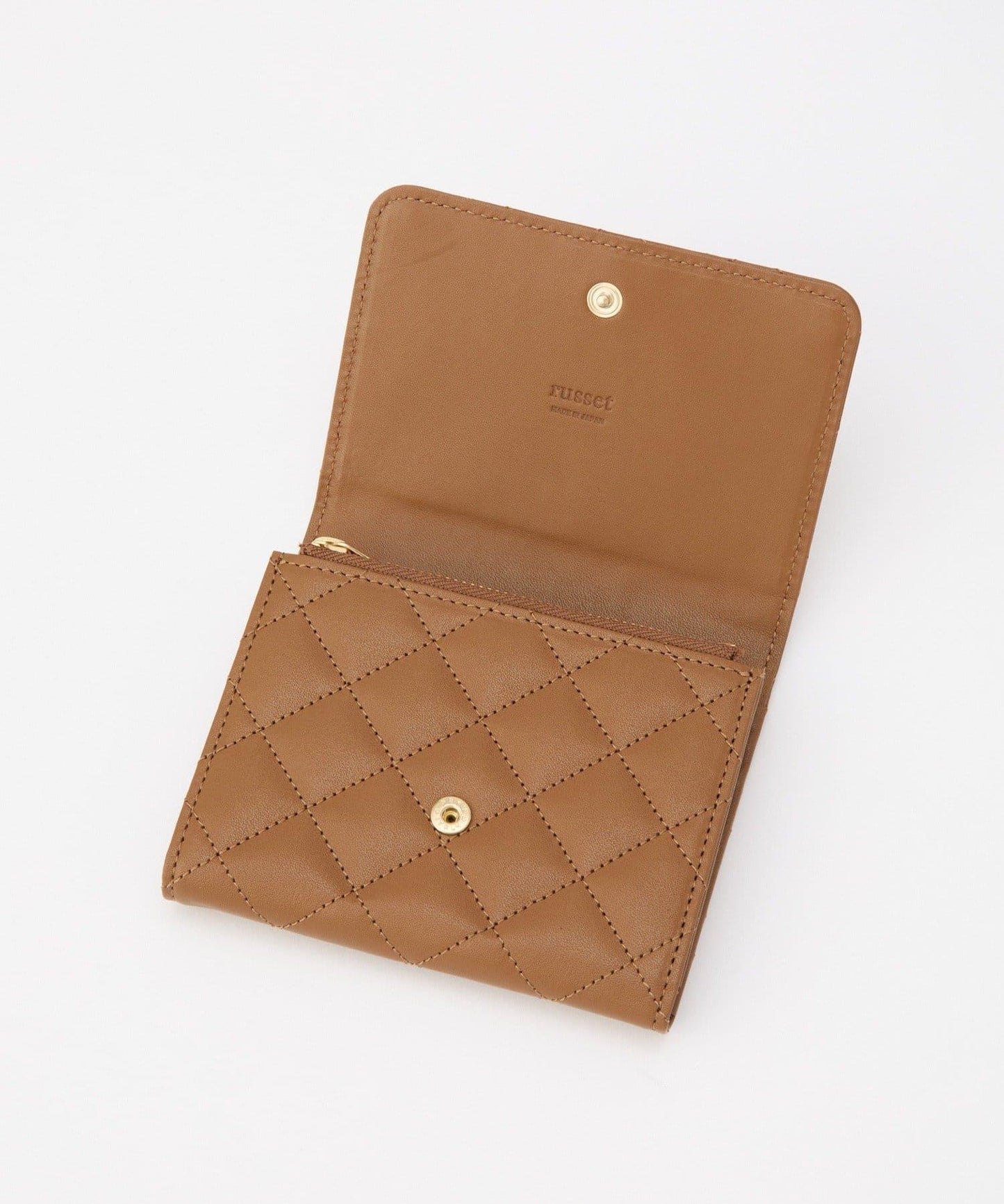 菱格紋皮革雙摺錢包