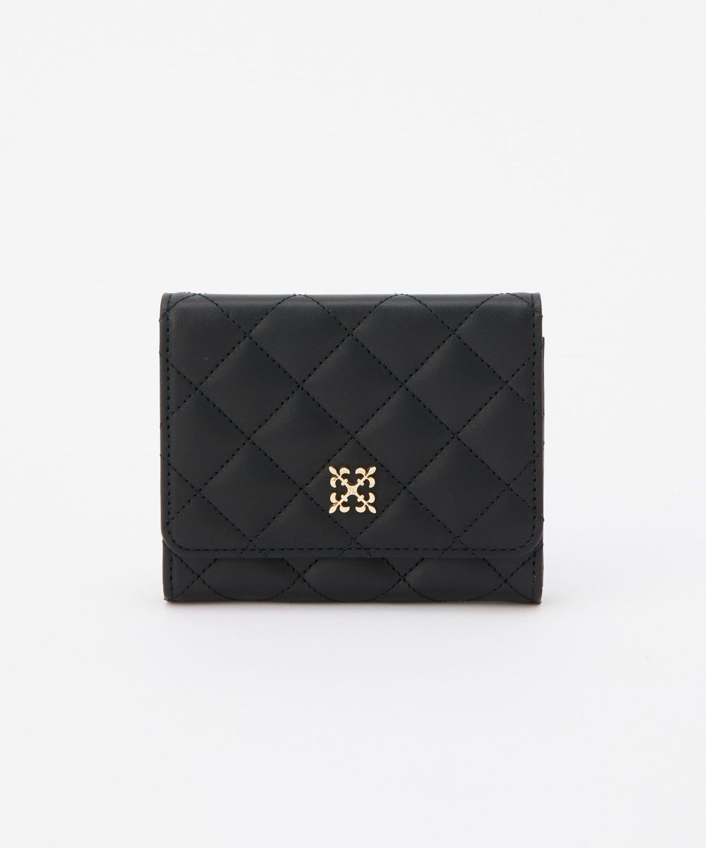 菱格紋皮革雙摺錢包