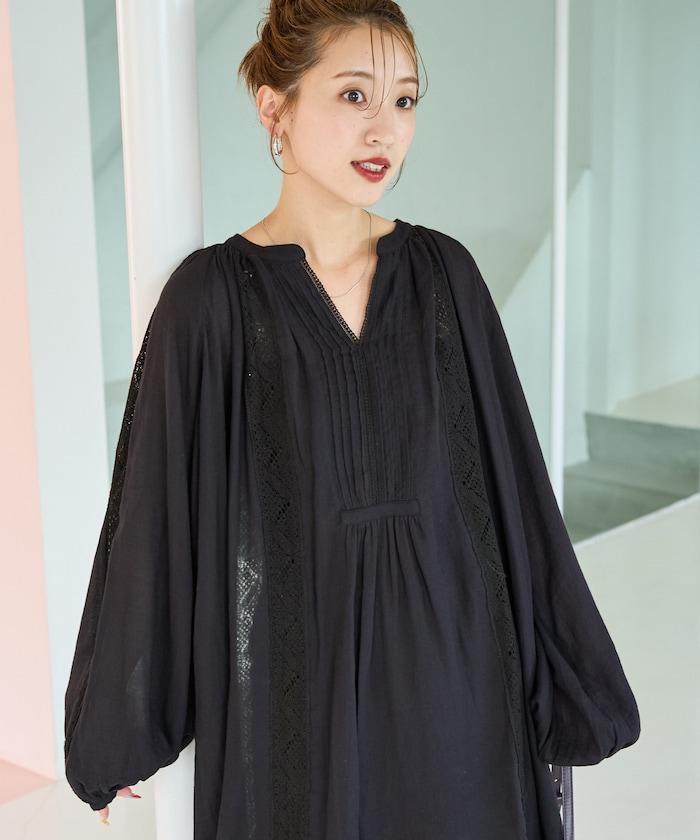 印度蕾絲褶飾長袖襯衫