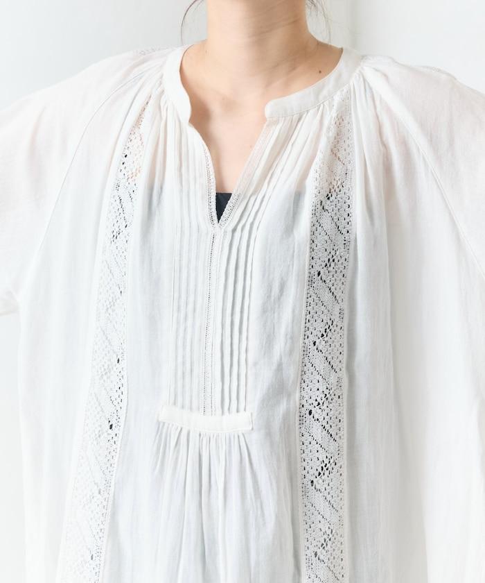 印度蕾絲褶飾長袖襯衫