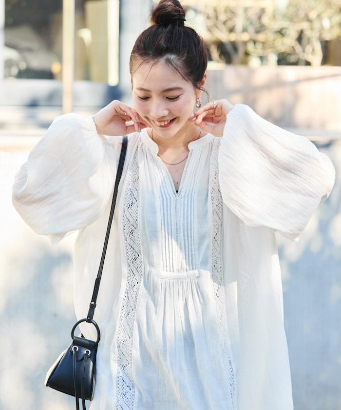 印度蕾絲褶飾長袖襯衫