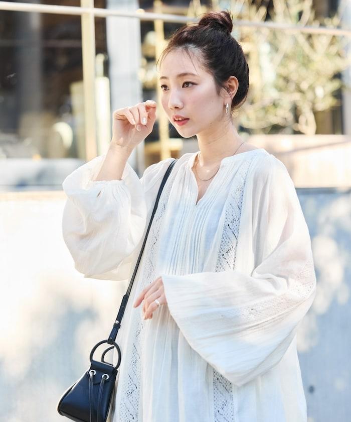 印度蕾絲褶飾長袖襯衫