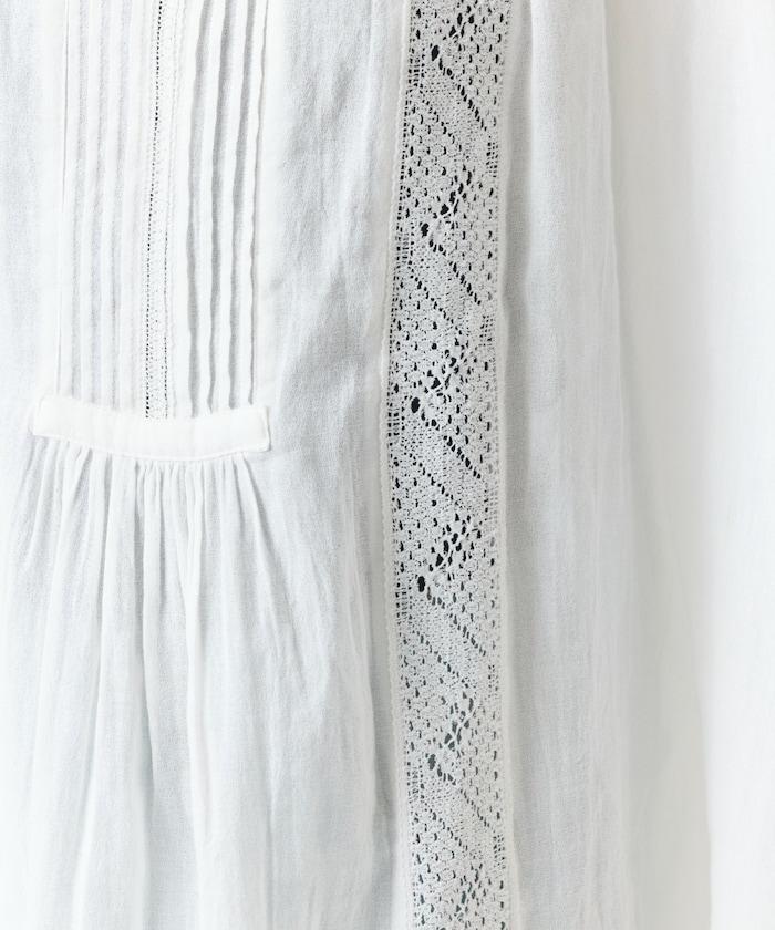 印度蕾絲褶飾長袖襯衫