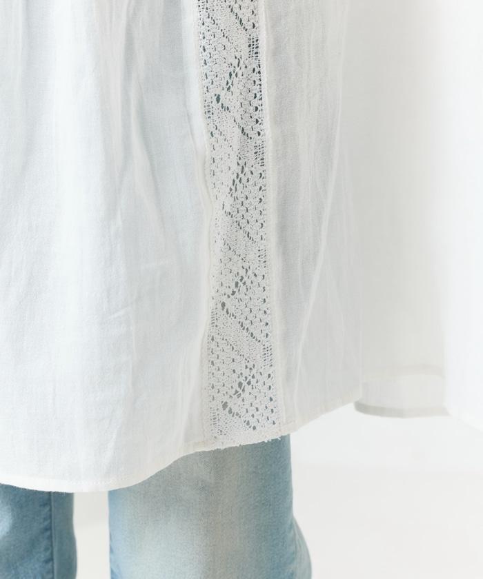 印度蕾絲褶飾長袖襯衫