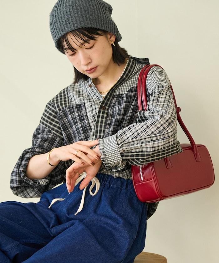 格紋拼接仿改造風襯衫